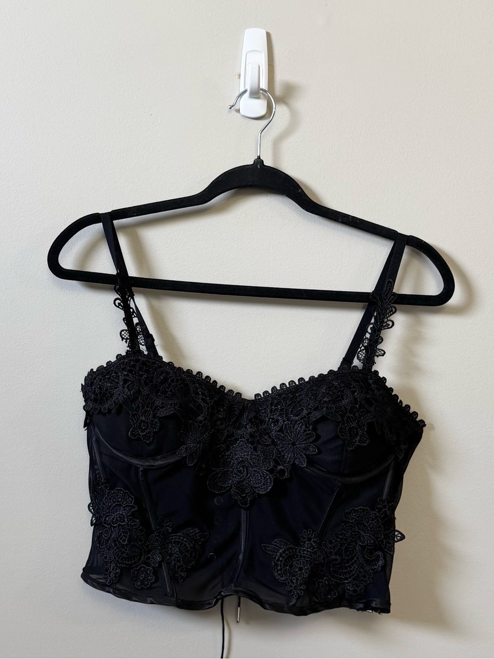 WIDOW Dolls kill black lace sexy lace up back Bustier crop top